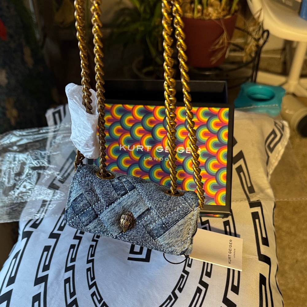 Kurt Geiger Denim Mini Bag with Gold Chain - Picture 5 of 15